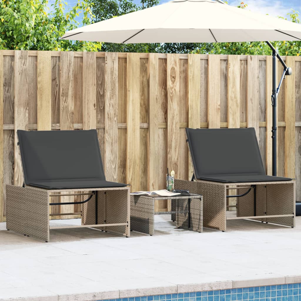 Lounge Set – Buitenmeubels – Tuinmeubilair – Ligbed - Balkon Set – Ligstoelen - 2-Delige Set – PE-Rattan – Verstelbare Rugleuning