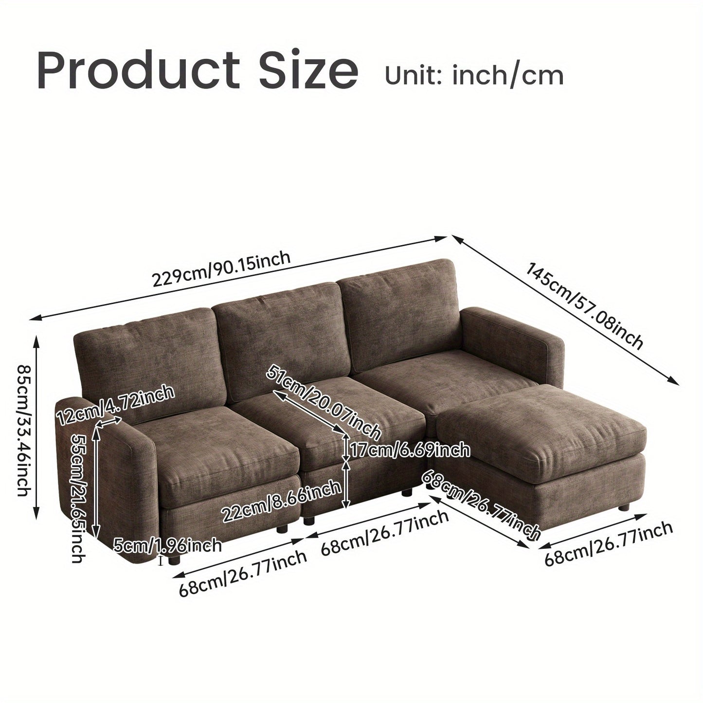 Bankenstel – Hoekbank – Modulaire Bank – Zitzetel – Sofa – Ruime U-vormige L-vormige Bank – Opbergruimte Chaise Longue – Duurzaam Niet-Houten Frame