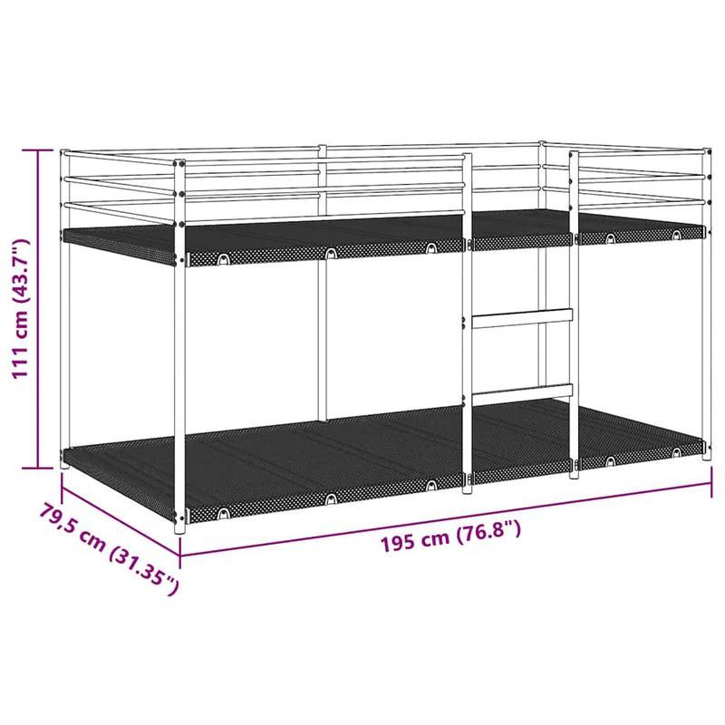 Hoogslaper – Stapelbed – Kinderbed – Mezzanine – Zolderbed – Wit – Stalen Frame – 75x190 cm