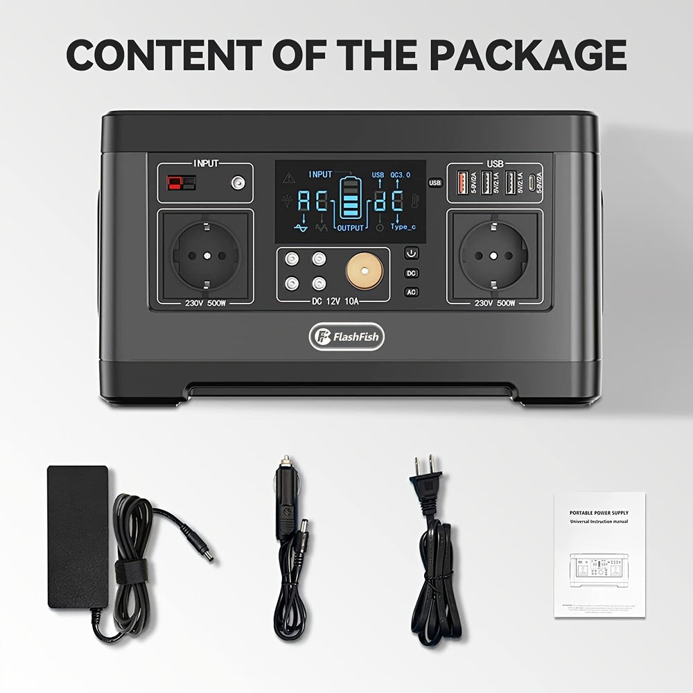 Powerstation – Draagbare Generator – Mobiele Stroomvoorziening – Power Bank – Noodstroom – 520Wh Lithium Batterij – 5 AC Stopcontacten & 4 USB Poorten