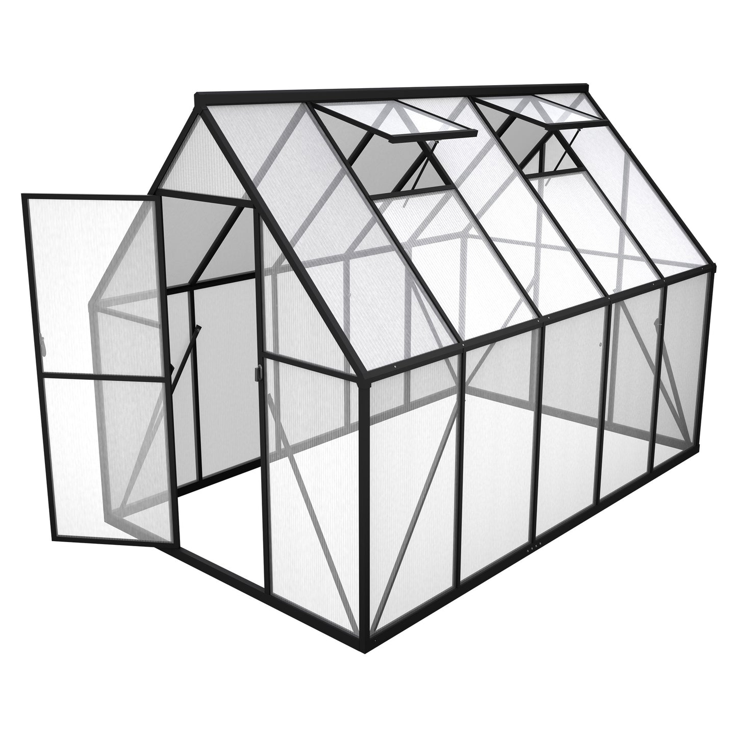 Kas – Tuinkas – Kweekkas – Broeikas – Groentekas – Aluminium Frame – 280x180x195 cm – 6 cm Fundering – 4 mm UV-bestendige Polycarbonaat Panelen – Weerbestendig & Duurzaam