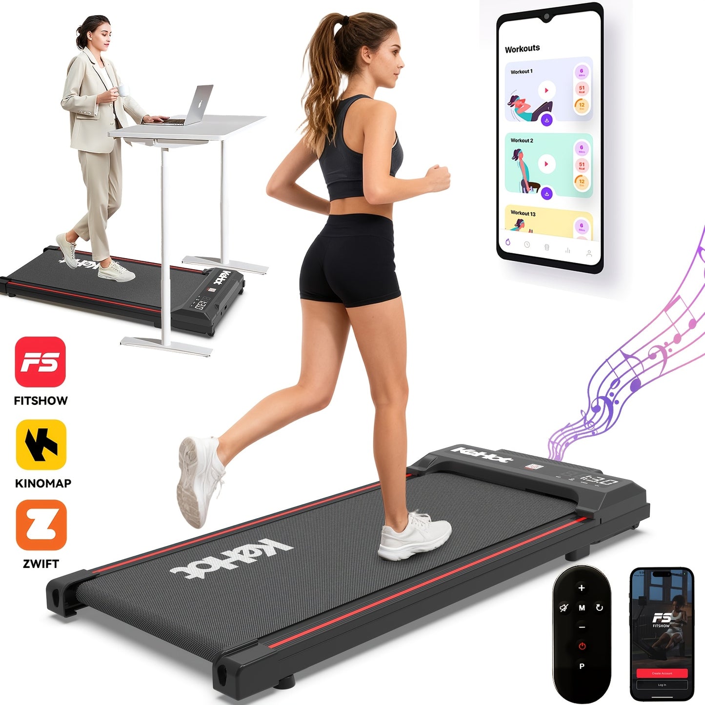 Home Smart Walking Treadmill with Multi-Function LED Display Quiet DC Motor 12 Preset Programs EU Plug 220-240V Ideal for Light Indoor Fitness