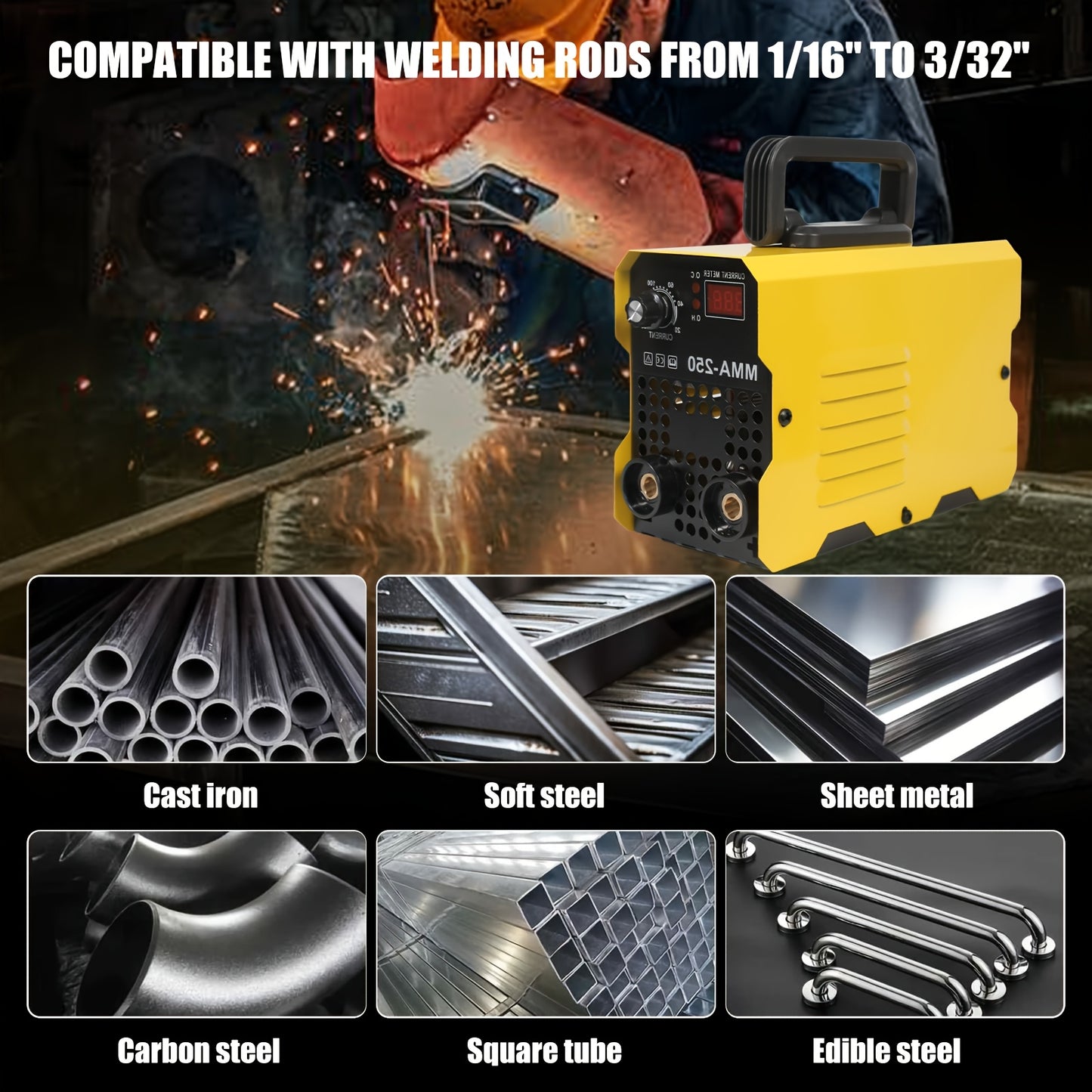 Lasapparaat – Mini Welder – ARC Lasmachine – Elektrode Lasser – MMA Inverter – Compact & Lichtgewicht – IGBT Technologie – Instelbaar 20-250A