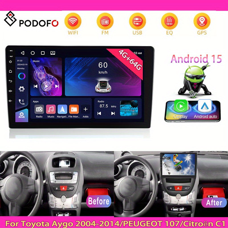 Autoradio – Android Autoradio – 2-DIN Autoradio – Carplay Radio – DAB+ Radio – 10,1 Inch Touchscreen – Draadloos CarPlay & Android Auto