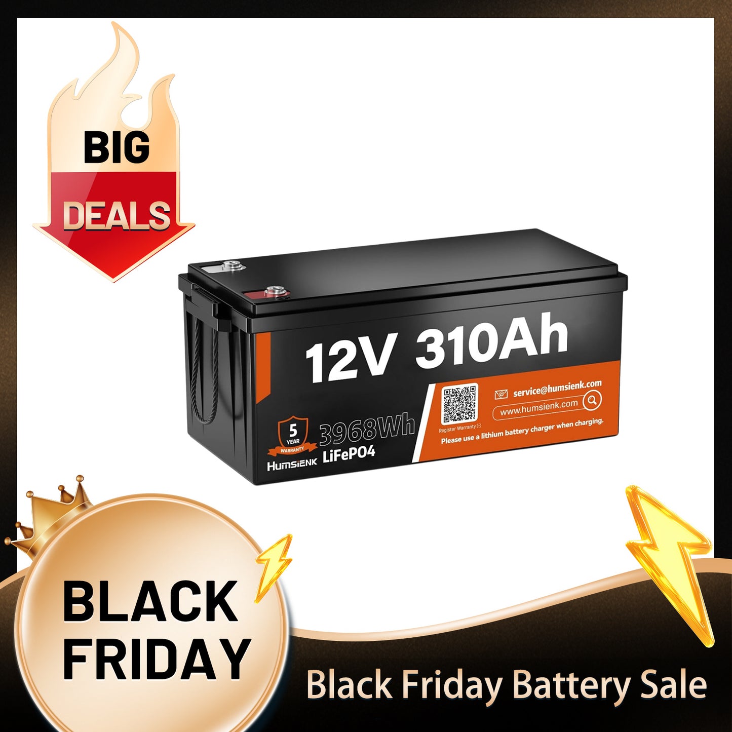 Li-ion Accu – Lithium-ijzerfosfaat Accu – LiFePO4 Batterij – 12V 310Ah Accu – Deep Cycle Accu – Ingebouwde 100A BMS – Compact & Lichtgewicht