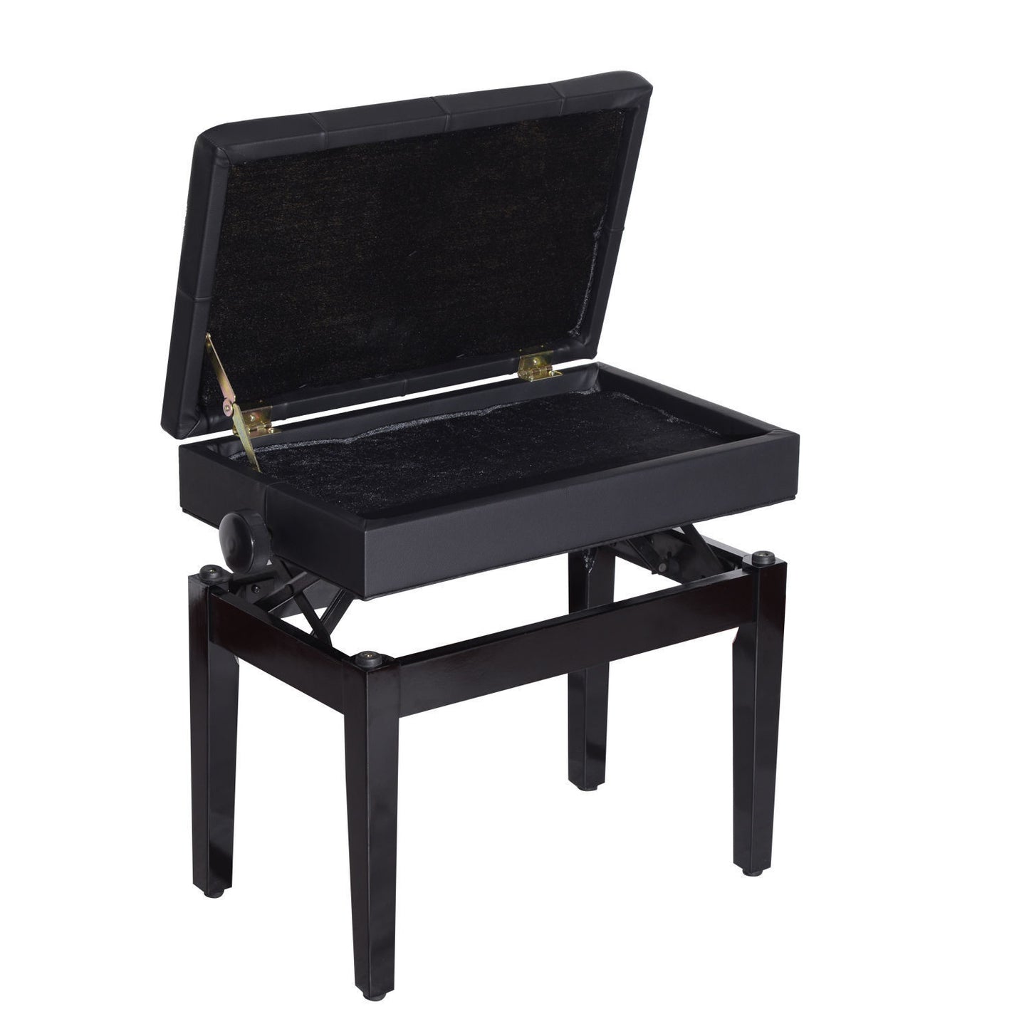 Piano Kruk – Keyboard Krukje – Pianobank – Muziekbank – Keyboardbank – Verstelbare Hoogte 48-58 cm – Kunstleer Zitkussen Met Opbergruimte – Zwart