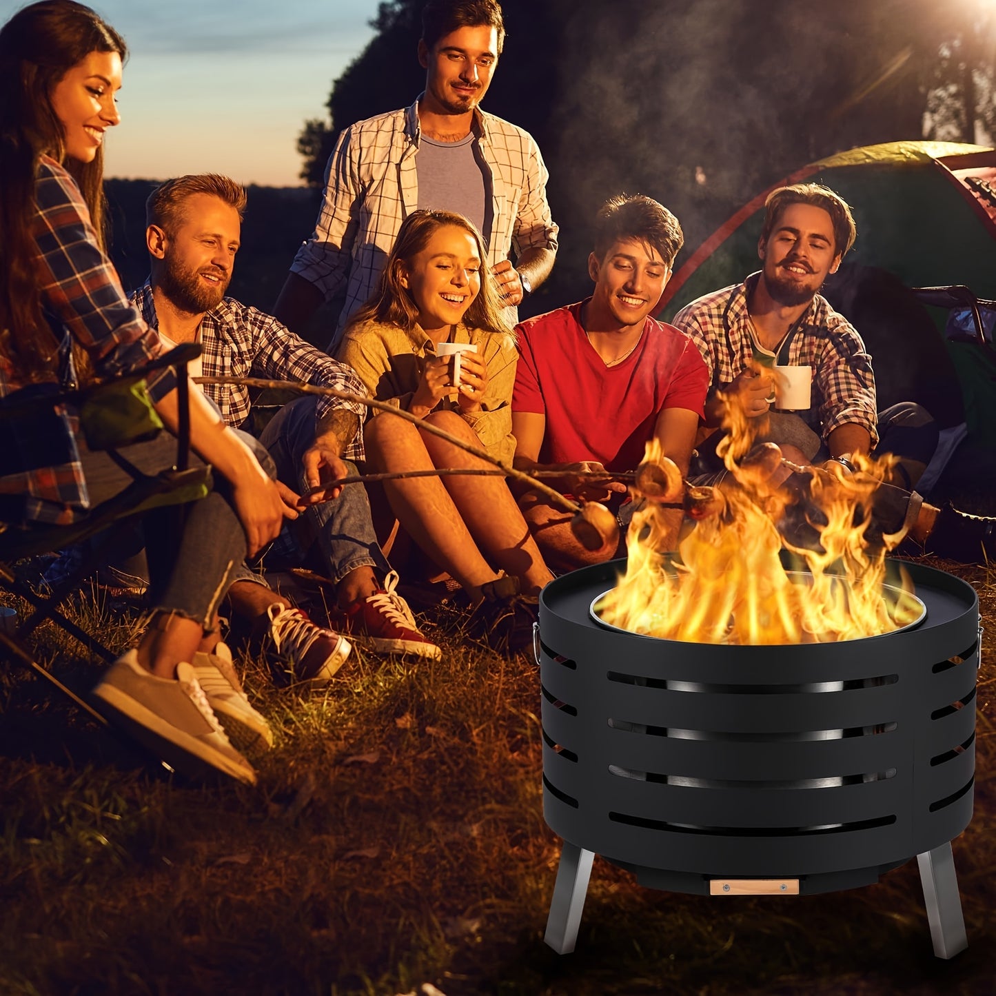 Vuurschaal – Vuurkorf – Tuinhaard – Terrasverwarmer – Buitenhaard – Rookvrij Design – Ø 66 cm Staal – Dual-Burning Technologie met Uitneembare Asbak