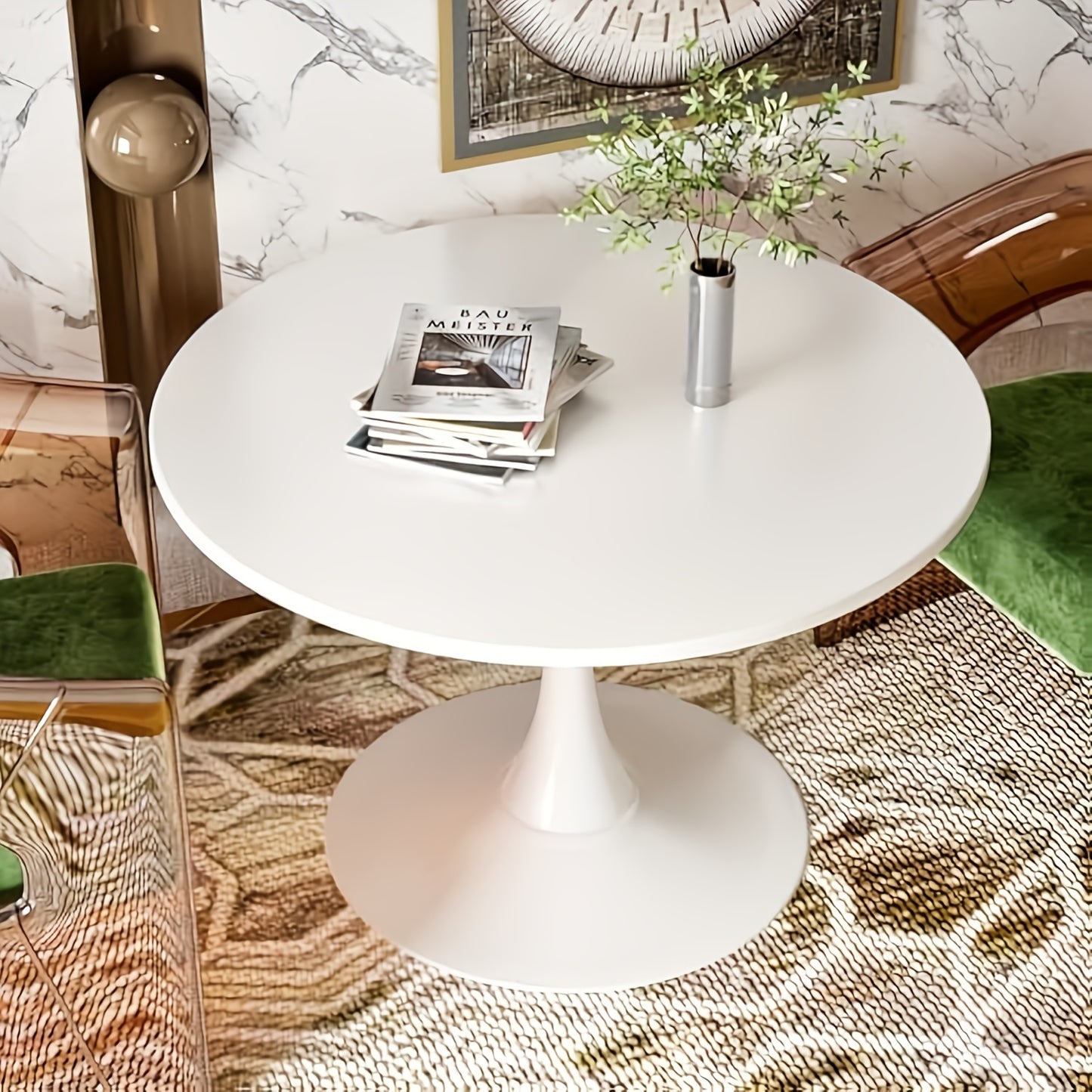 Eettafel – Ronde Tafel – Keukentafel – Kleine Eetkamertafel – Balkon Tafel – Houten Tafelblad – Compact Ø 80 cm