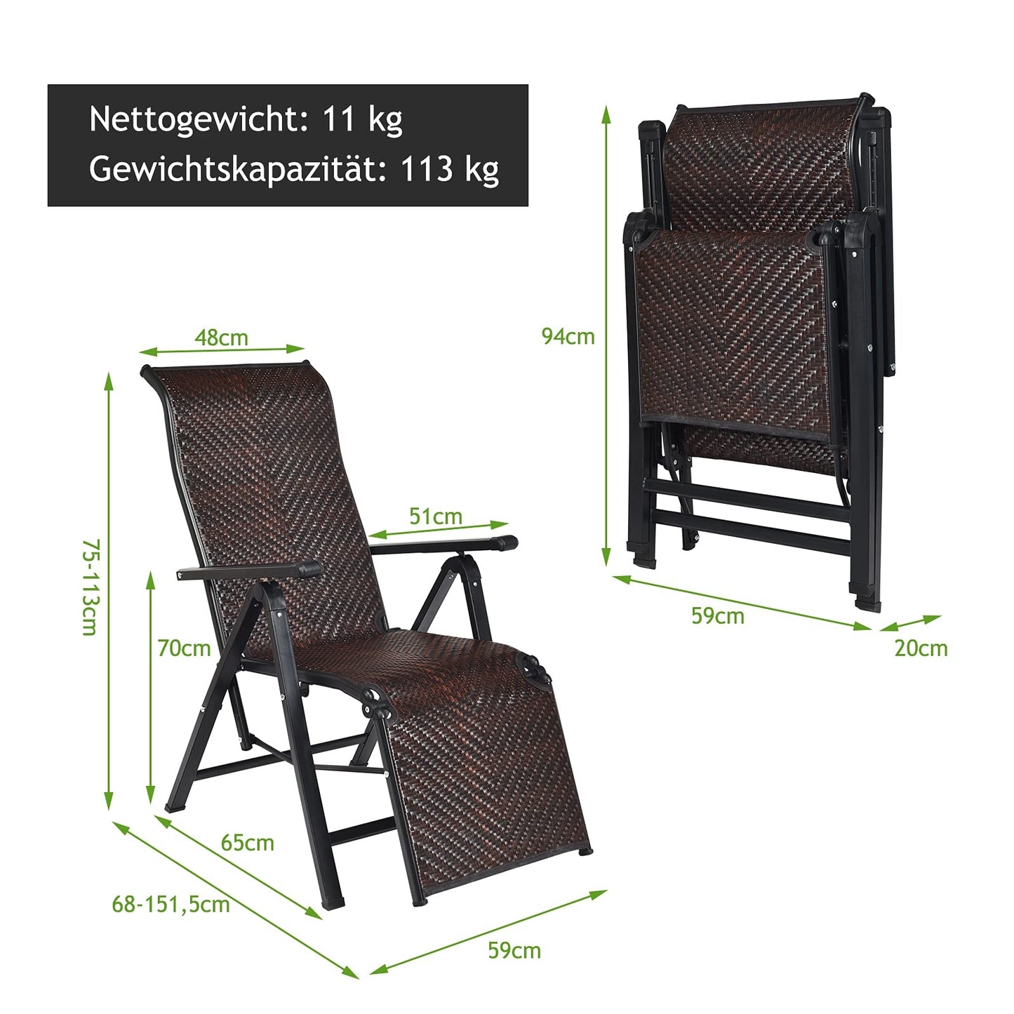 Ligbed – Ligstoel – Zonnebed – Tuinstoel – Lounger – Set Van 2 – Verstelbare Rugleuning – Weerbestendig PE Rattan