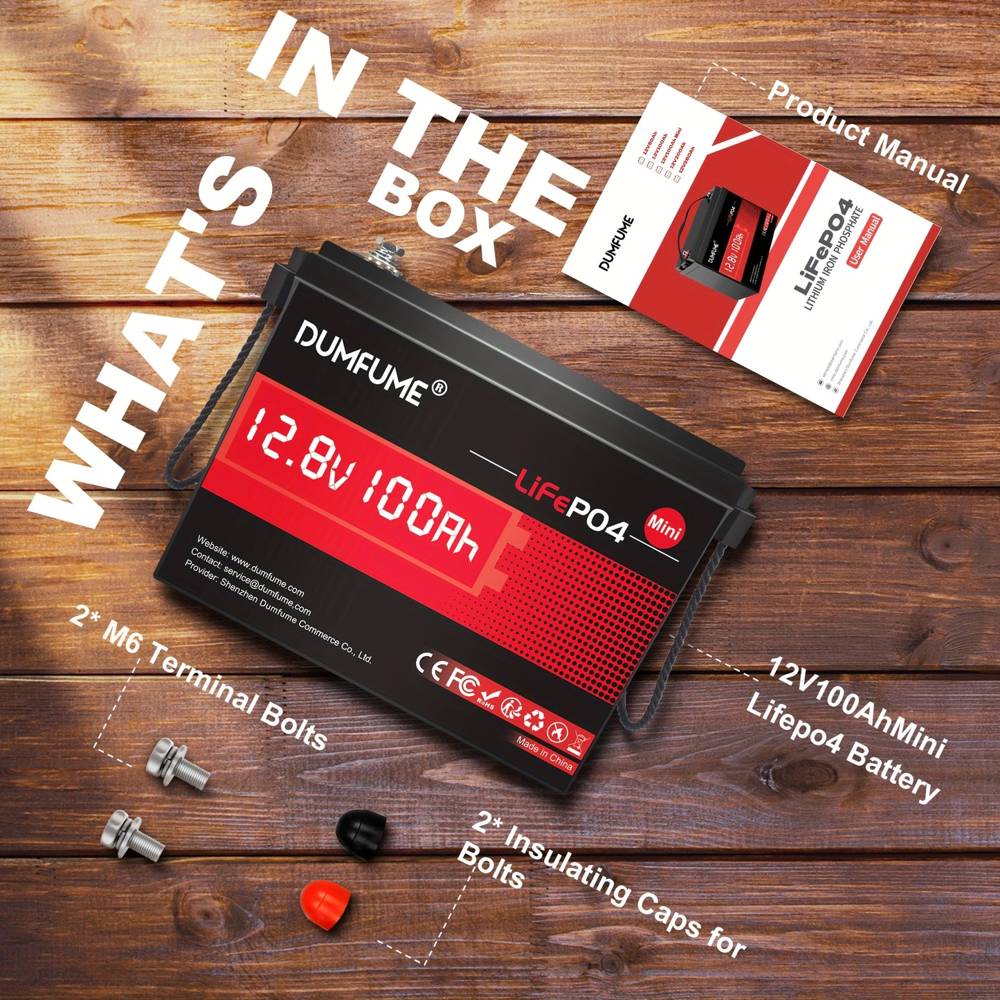 Lithium Accu – Lithium Batterij – LiFePO4 Accu – Lithium IJzerfosfaat Accu – 12V 100Ah Mini Max – Ingebouwde 100A BMS – 6000 Cycli Levensduur