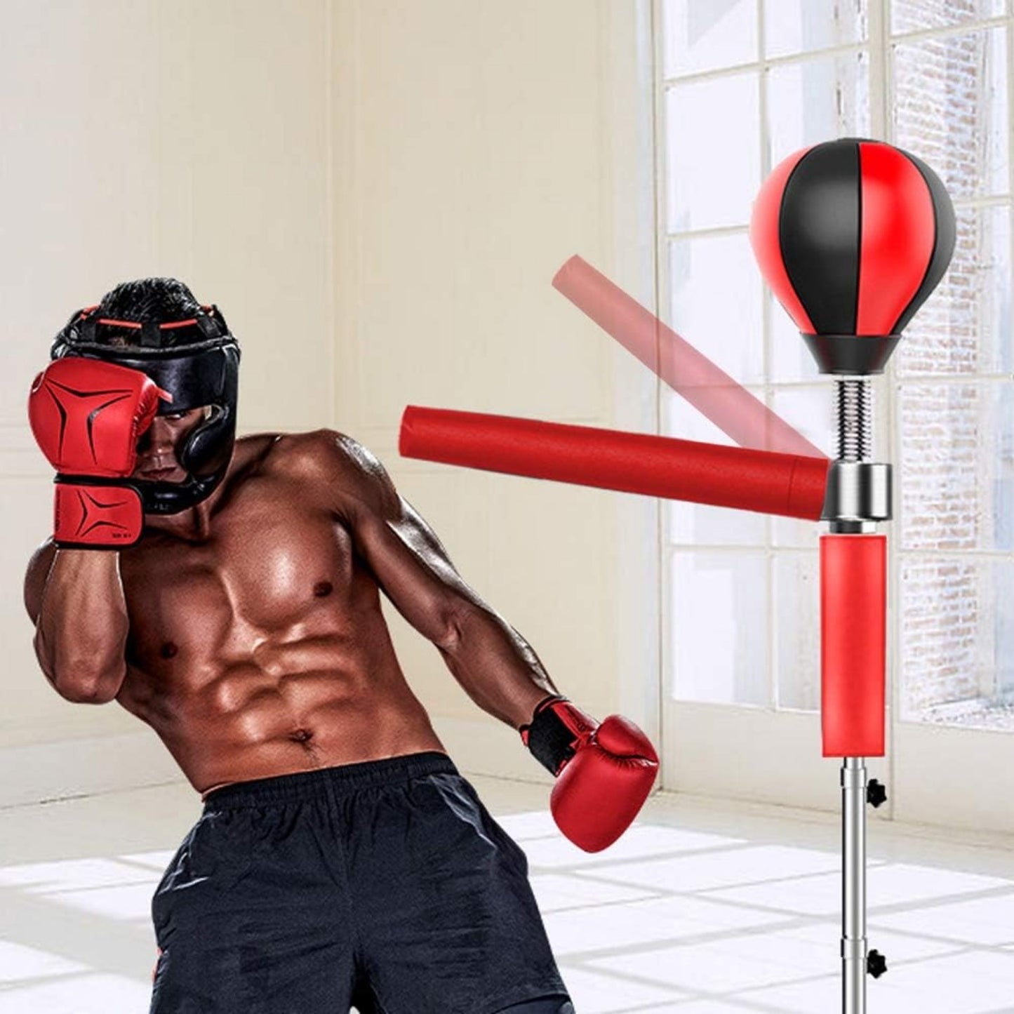Bokszak – Staande Bokszak – Reflexzak – Punching Ball – Trainingsbokszak – Verstelbare Hoogte 120-190 cm – 360° Draaibare Reactiebalk