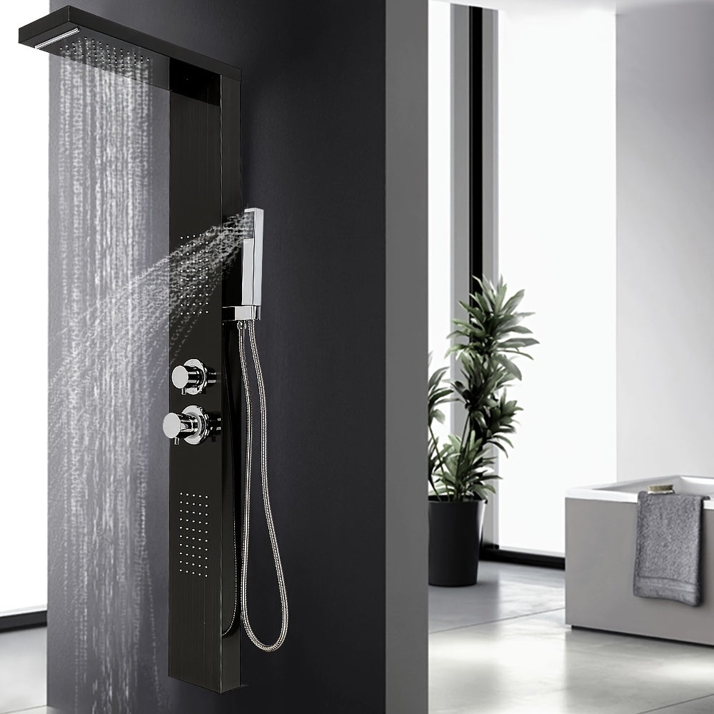 Douchepaneel – Douchekolom – Regendouche – Handdouche – Douchezuil – Zwart RVS – 4 Functies – Compact 130 cm Hoog