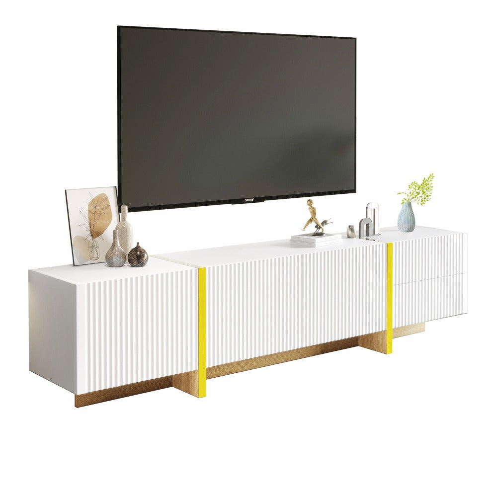 Tv-meubel – Tv-kast – TV Meubel – Dressoir – Wandmeubel – 190 cm – Wit met Gouden Accenten – MDF en Spaanplaat