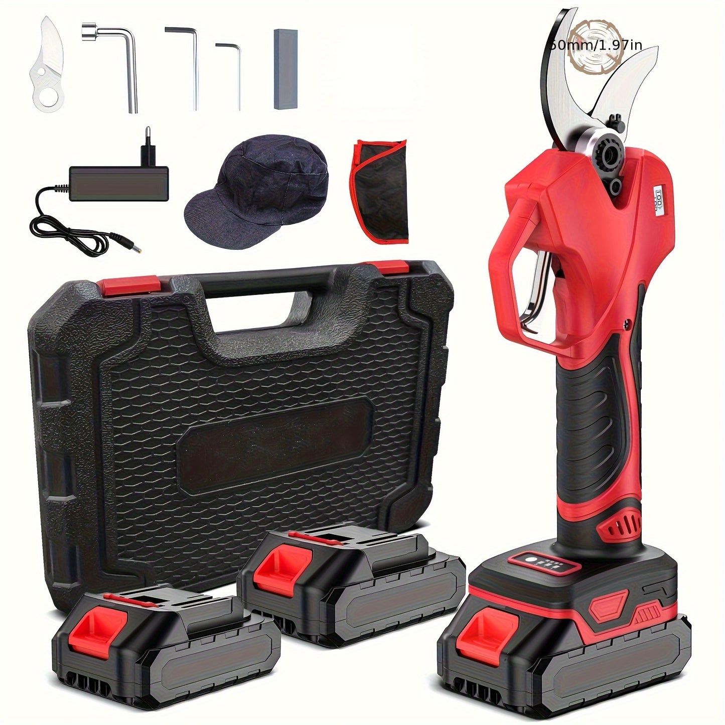 Draadloze Snoeischaar – Elektrische Takkenscharen – Tuinscharen – Snoeitang – Snoeigereedschap – 21V 1000W – Koolstofstaal Mes – Oplaadbare Lithiumaccu