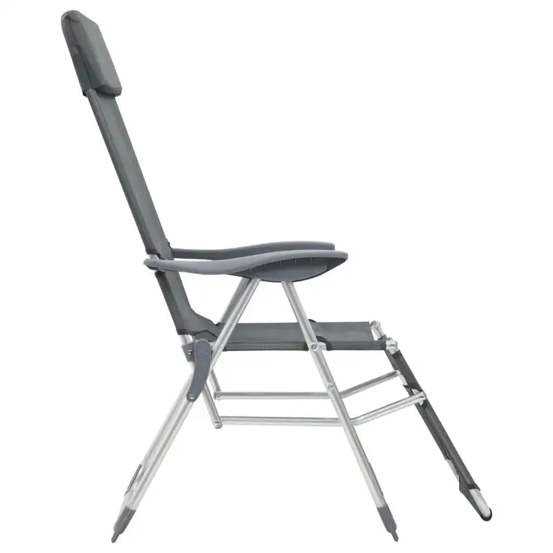 Campingstoel – Vouwstoel – Tuinstoel – Strandstoel – Buitenstoel – Grijs – Ademend UV-bestendig Materiaal – Verstelbare Rugleuning 5 standen
