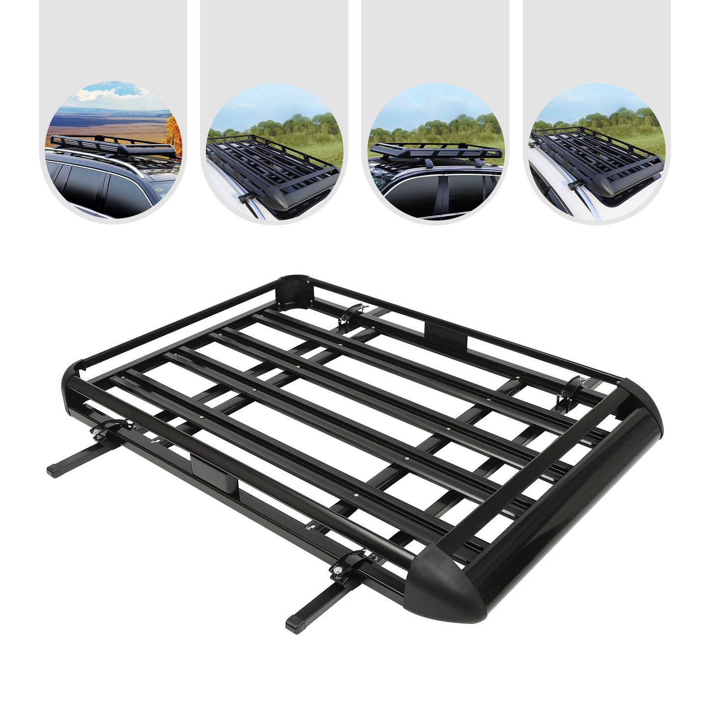 Dakkofferrek – Dakkofferdrager – Dakdrager – Bagagerek – Autodrager – Verstelbaar 140 cm – Draagvermogen 150 kg – Aluminium Zwart