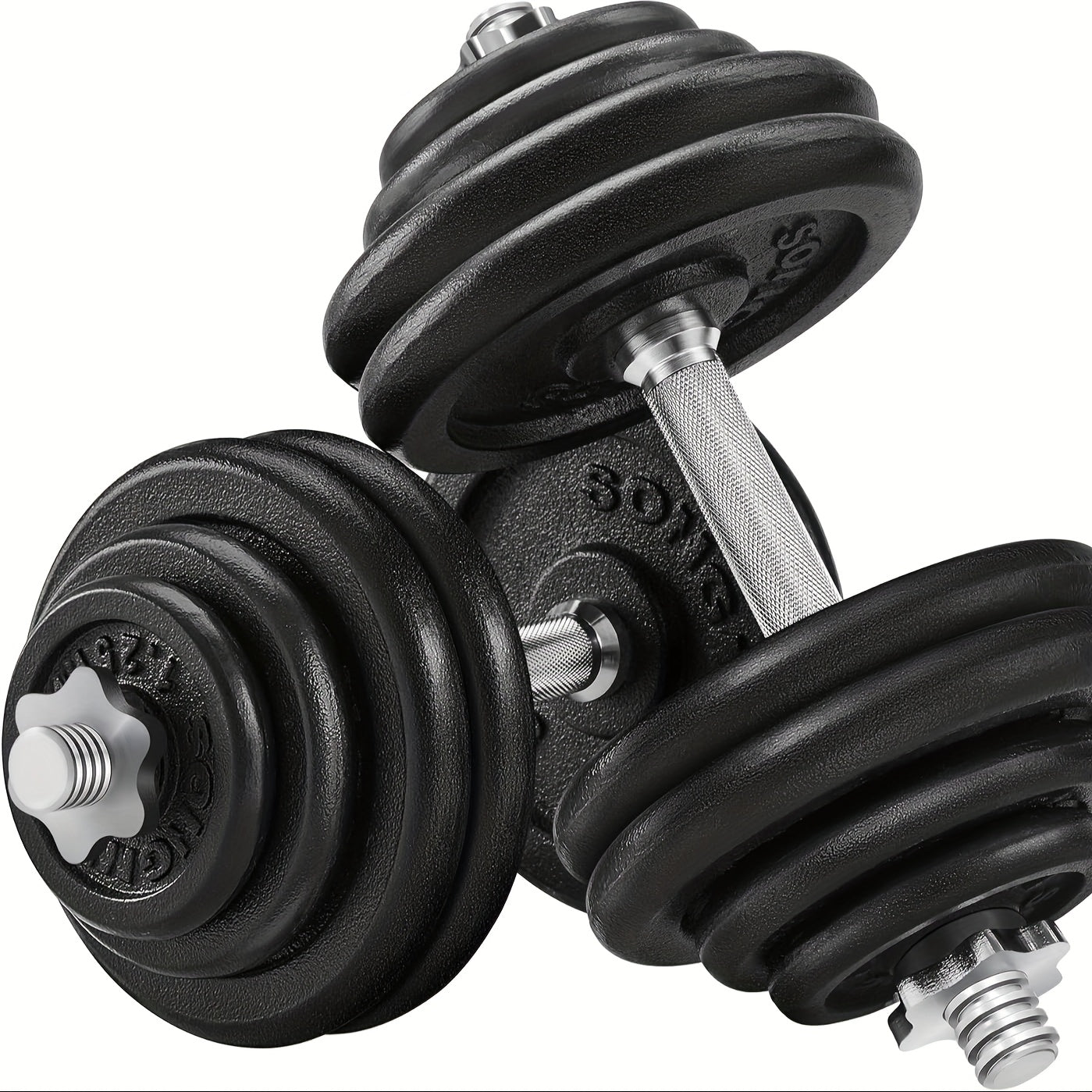 Verstelbare Halters – Dumbbells – Gewichtheffers – Krachttraining Gewichten – Freeweights – Set Van 2 X 30 Kg Gietijzer – Stalen Grip – Compact Voor Thuissport