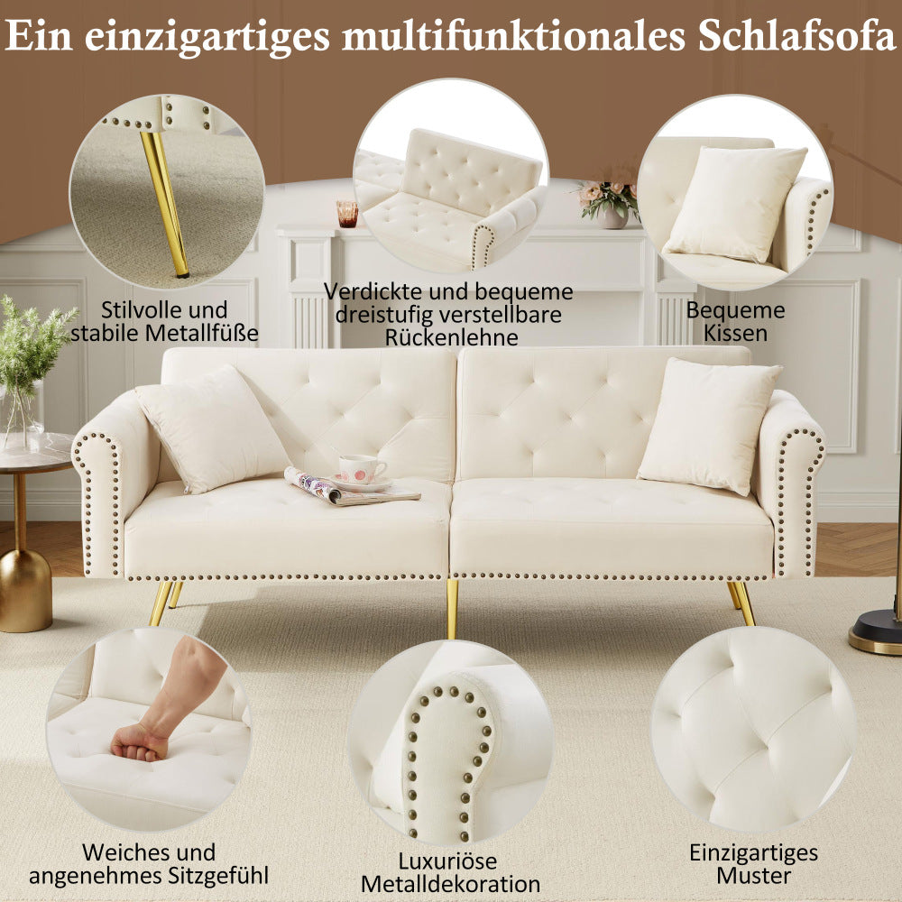 This Modern Velvet Two-Person Sofa Bed Comes with a Backrest That Can Be Adjusted to Three Different Positions. Its Chic Design Not Only Provides Sleeping Options But Also Maximizes Space And Supports a Strong Weight Limit, M