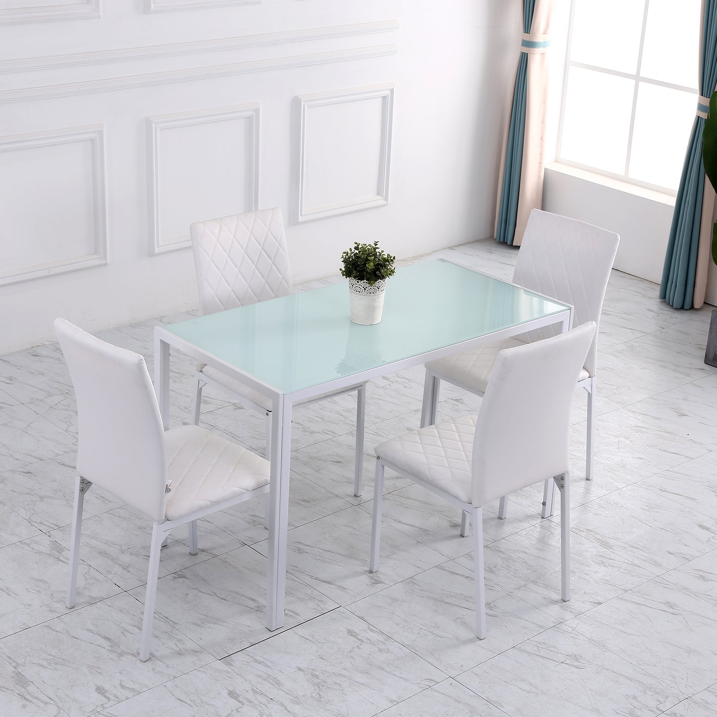 Eetkamerstoel – Keukenstoel – Stoel Met Rugleuning – Kunstleren Stoel – Metalen Poot Stoel – Set Van 4 – Comfortabele Rugleuning – Vlekbestendig Kunstleer