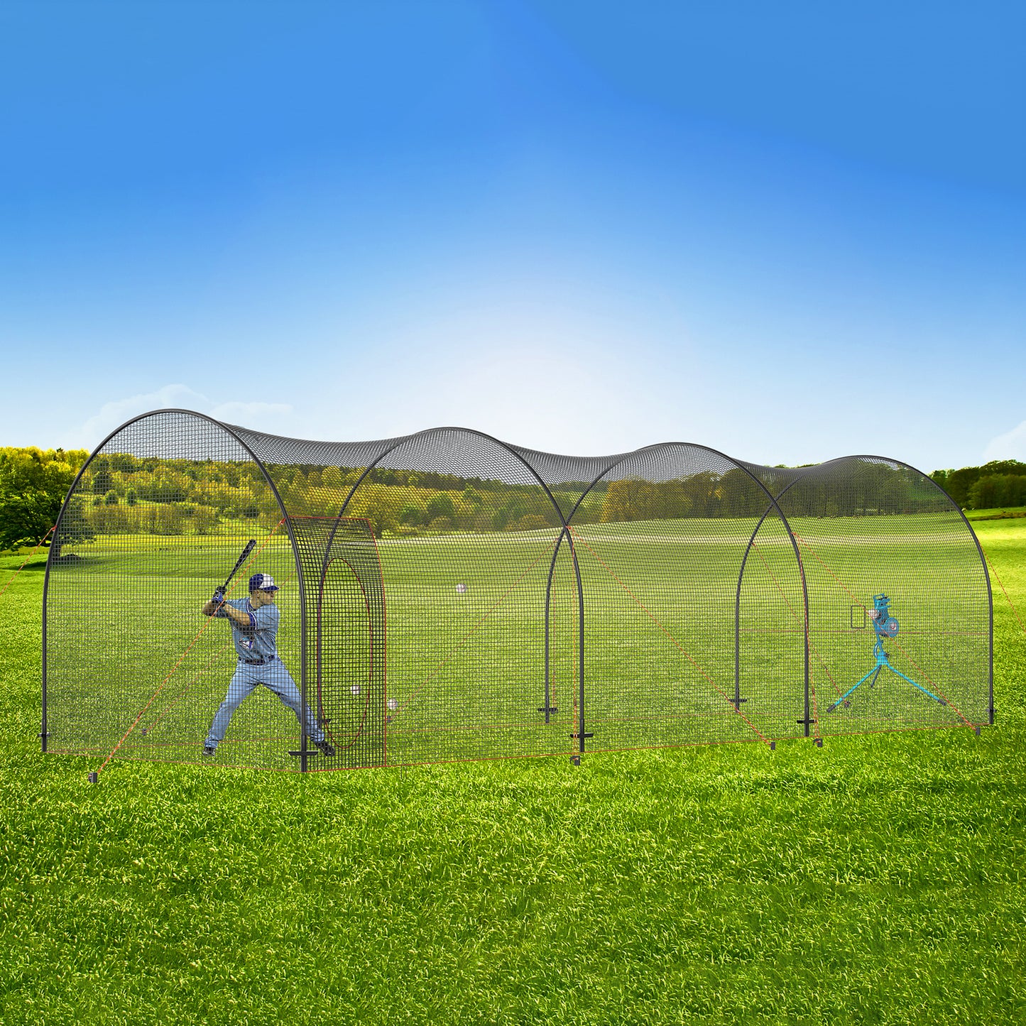 Batting Cage – Honkbal Kooi – Oefenkooi – Softbal Kooi – Pitching Kooi – Extra Ruim 10x3,3x3 Meter – Duurzaam Glasvezel Frame
