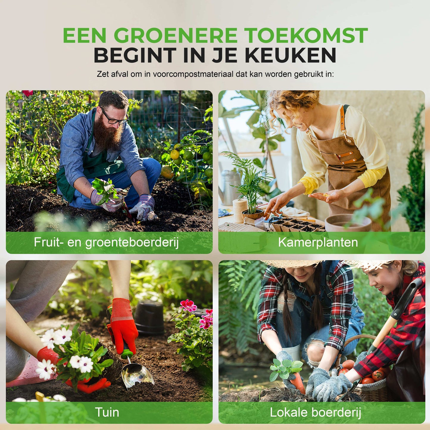 Keukencompostmachine – Compostbak – Composteerder – Afvalvermaler – Compostcontainer – Compact 3 Liter – Geurfilter en Elektriciteitsvrij