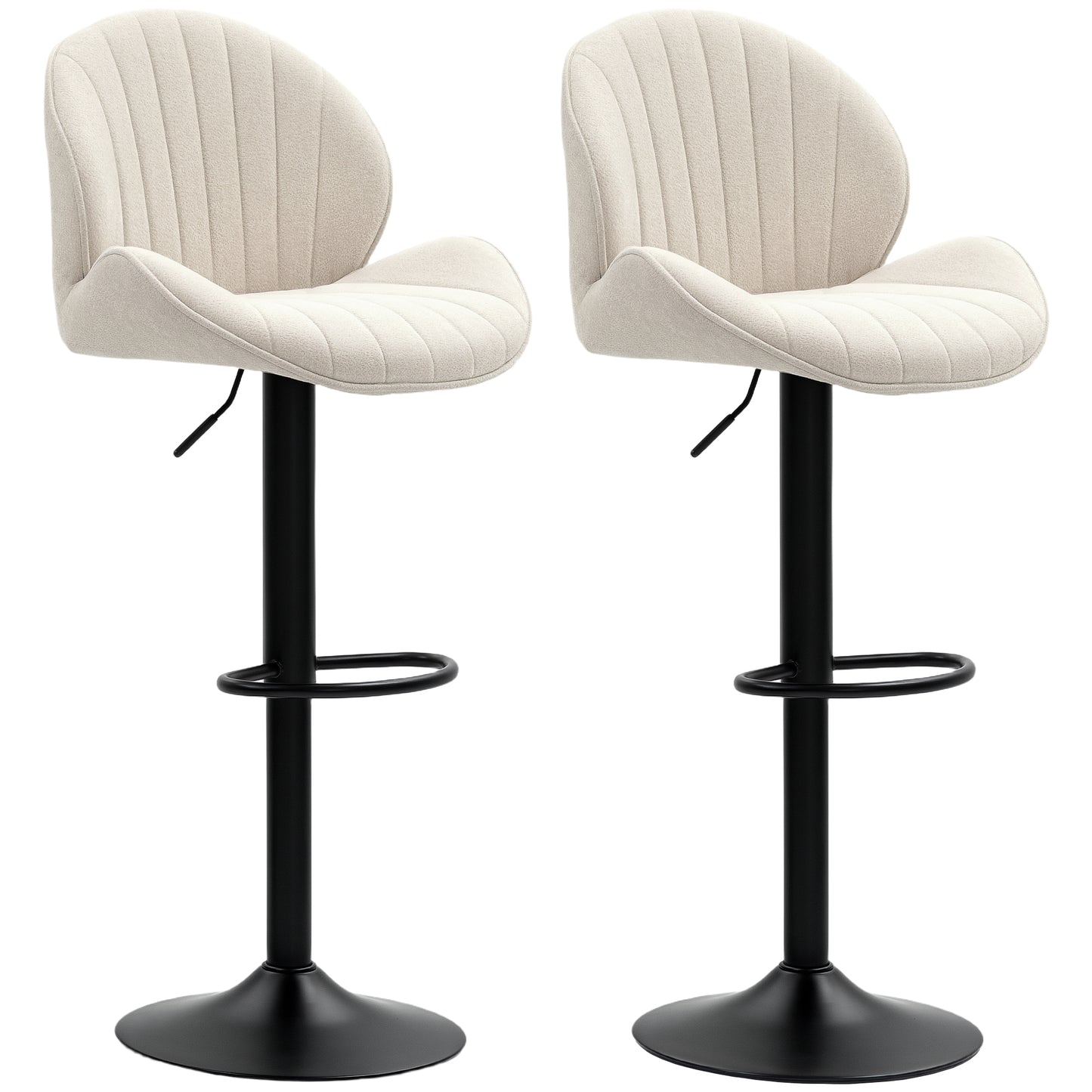 Barstoel – Kruk – Barkruk – Keukenstoel – Barstoel Met Rugleuning – 360° Draaibaar – Verstelbare Hoogte – Stalen Frame – Beige