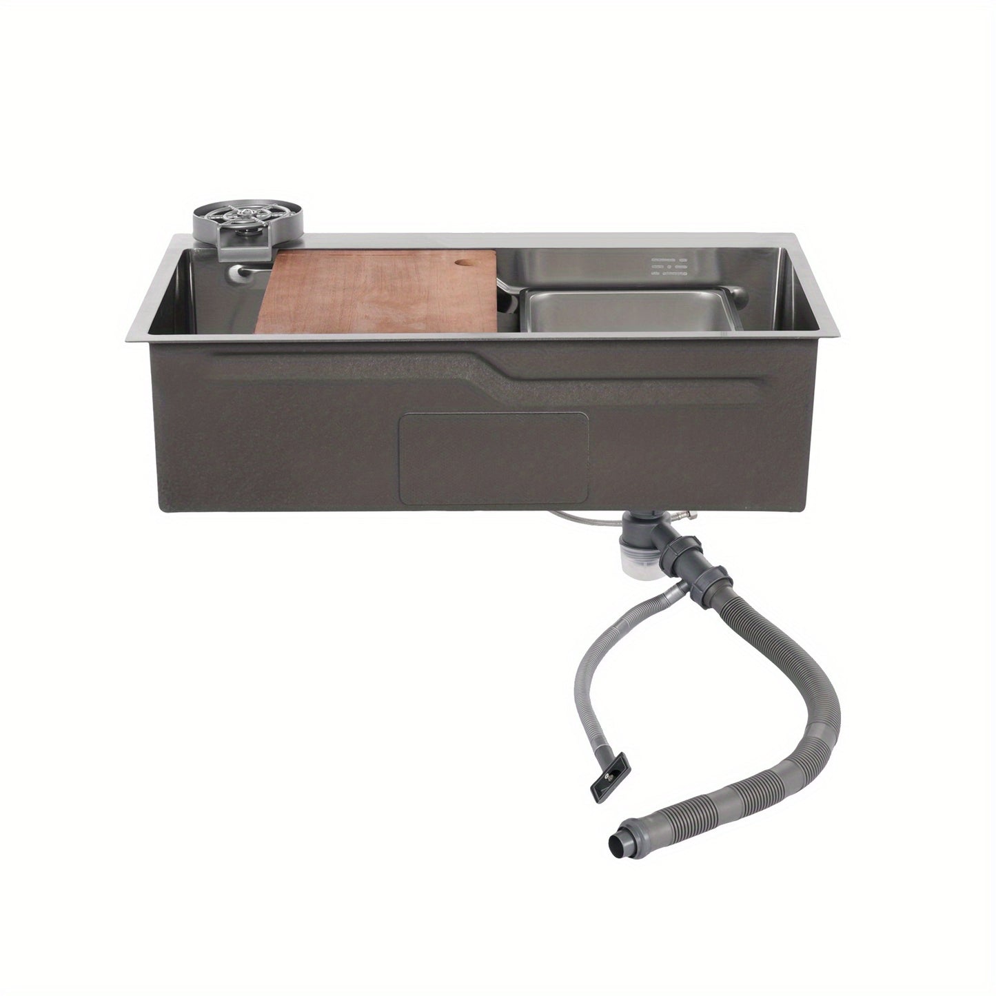 Keukenspoelbak – Spoelbak – Gootsteen – Wasbak – Enkele Spoelbak – Roestvrijstaal 304 – Grote Capaciteit 75x45x22 cm – Uittrekbare Kraan Met 3 Waterstanden