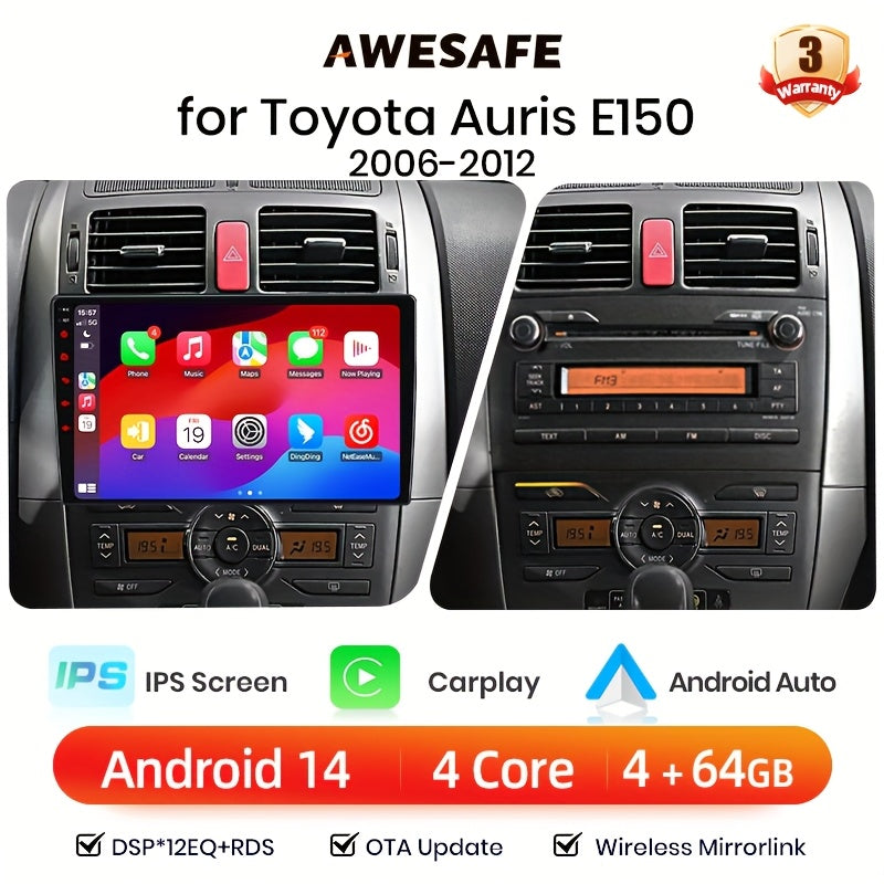 Multimedia Autoradio – Android Autoradio – Navigatiesysteem – CarPlay Radio – Touchscreen Stereo – 9 Inch IPS Scherm – Draadloos CarPlay & Android Auto – 4GB RAM 64GB Opslag
