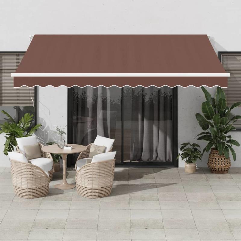 Handmatig Zonnescherm – Uitschuifbare Luifel – Schaduwdoek – Terrasscherm – Zonwering – Marrone Bruin – 400x300 cm – Weerbestendig Metalen Frame