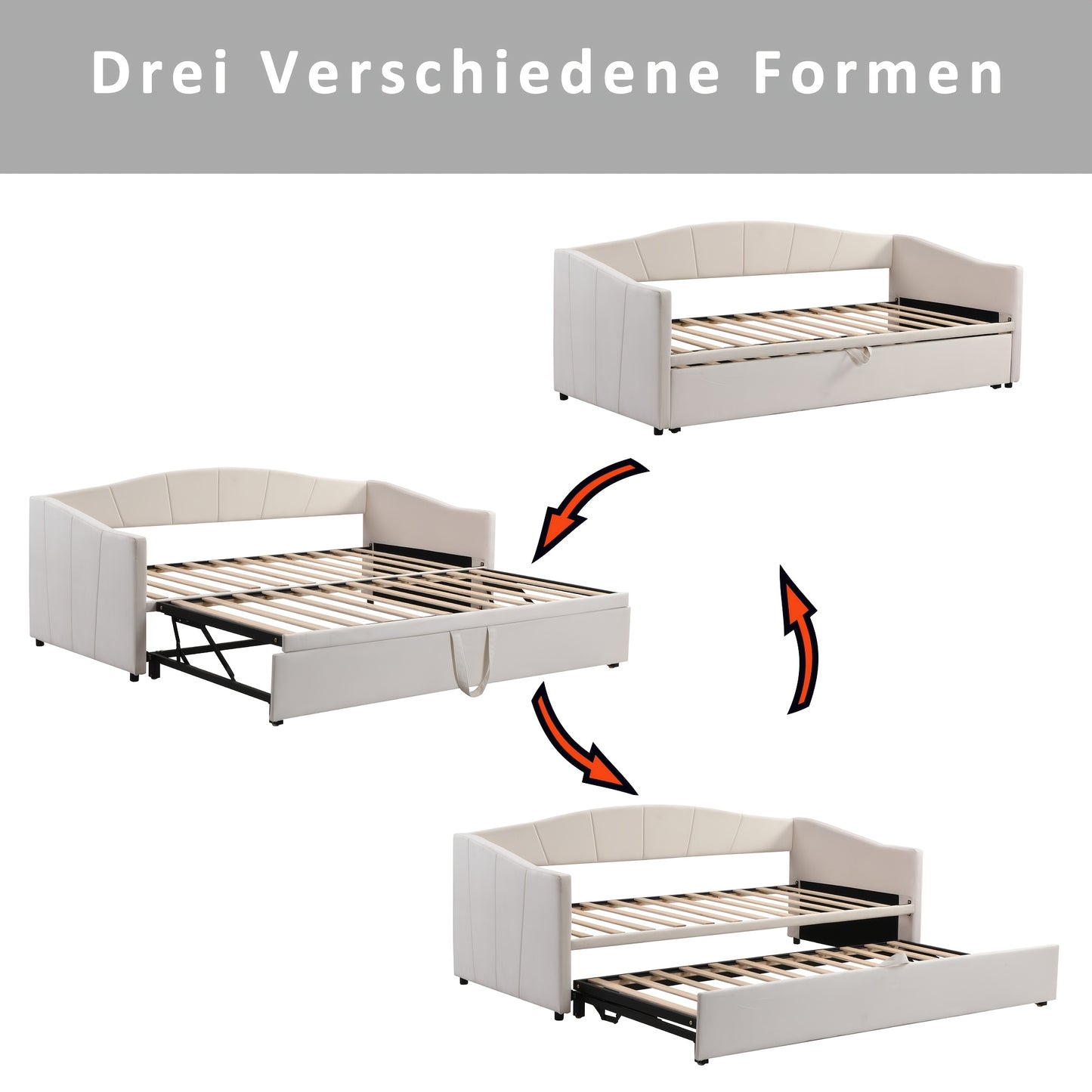 Opbergbed – Bedframe – Opbergbedlade – Slaapbed – Bed met lades – Modern wit – Ruimtebesparend ontwerp – Geschikt voor matras 140x200 cm