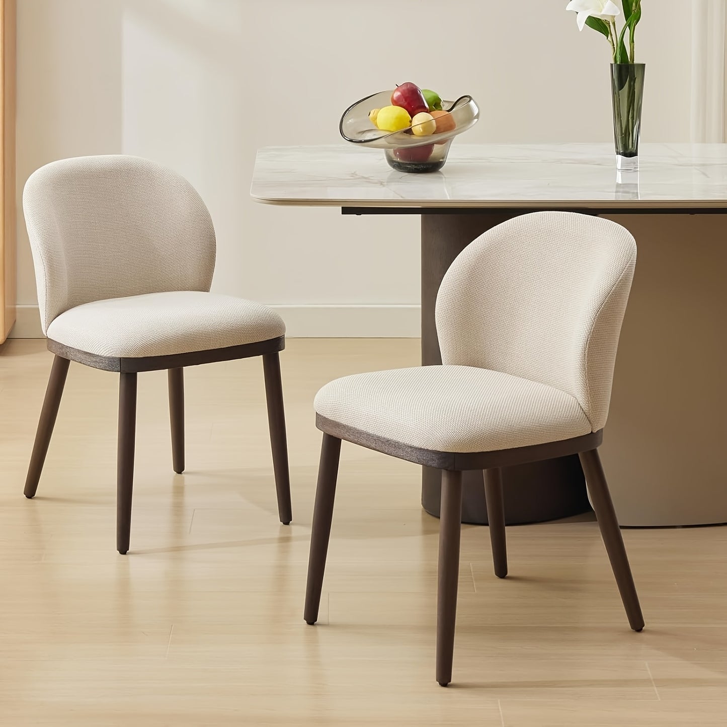Eetkamerstoel – Stoel – Kuipstoel – Meubel – Keukenstoel – Modern Scandinavisch Design – Ergonomische Rugleuning – Houten Poten 120 kg Draagkracht