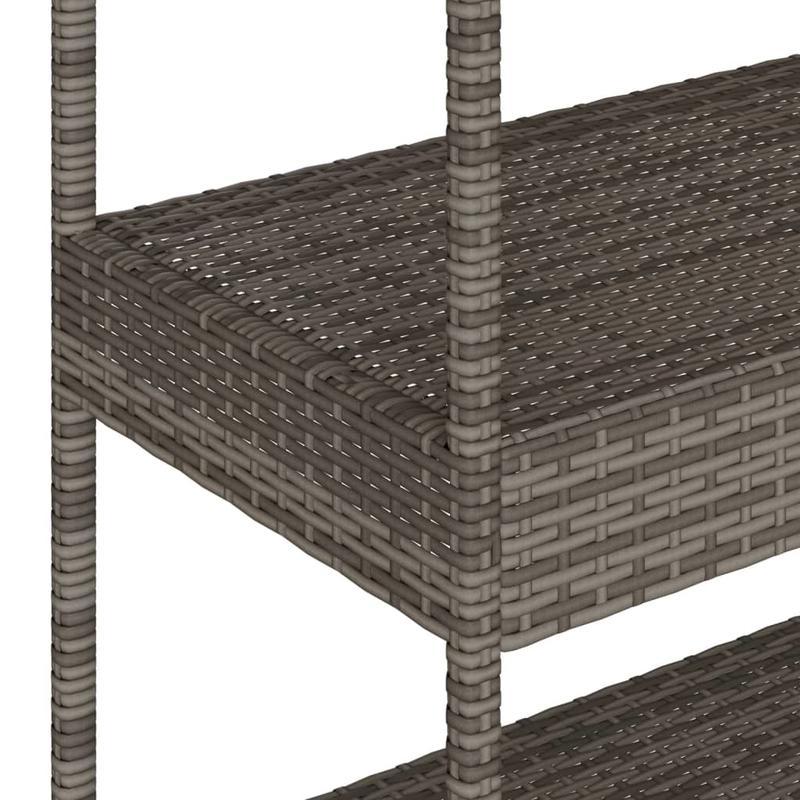 Keukentrolley 3-laags poly rattan en massief acaciahout grijs