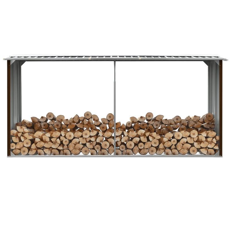Metalen Houtopslag – Buitenberging – Tuinkast – Gereedschapsopslag – Houtopslagplaats – Bruin – Weerbestendig Gegalvaniseerd Staal – Ruim 330x92x153 CM