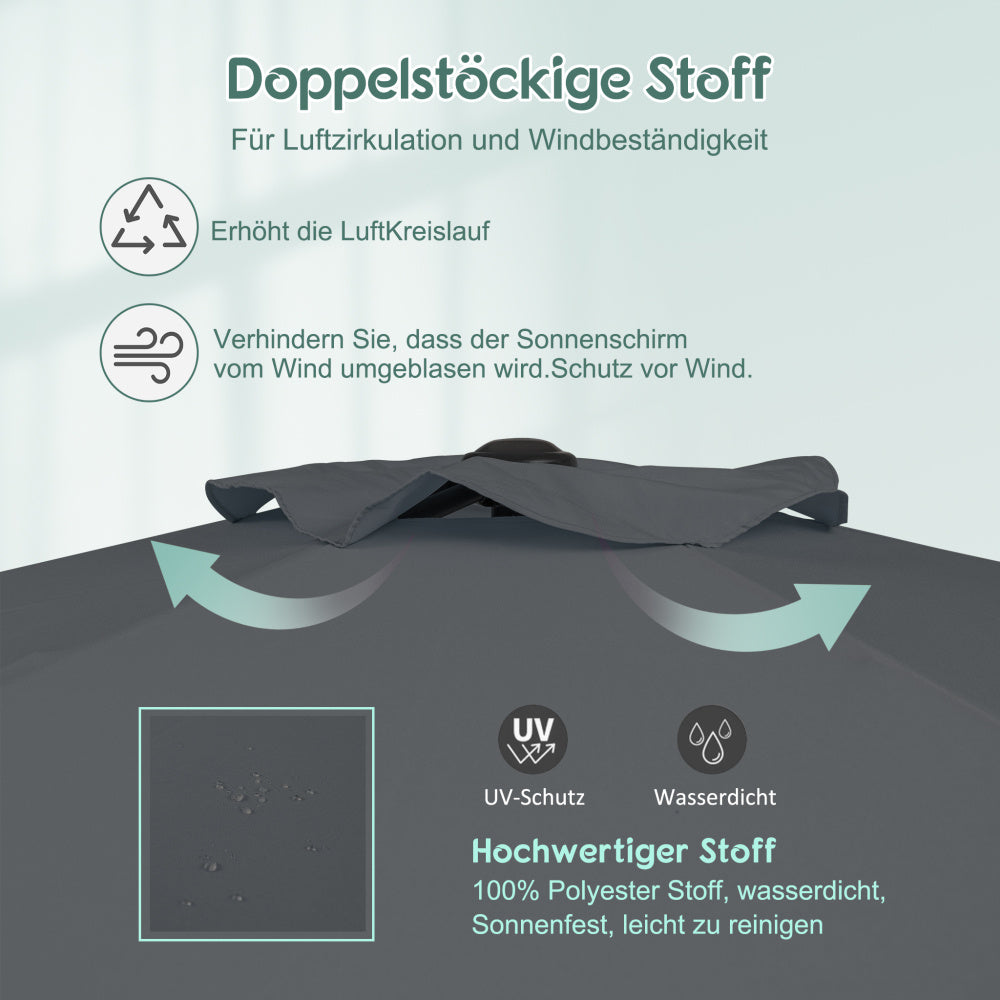 Parasol – Stokparasol – Balkonparasol – Strandparasol – Tuinparasol – 300 cm Groot – Inklapbaar Met Metalen Frame