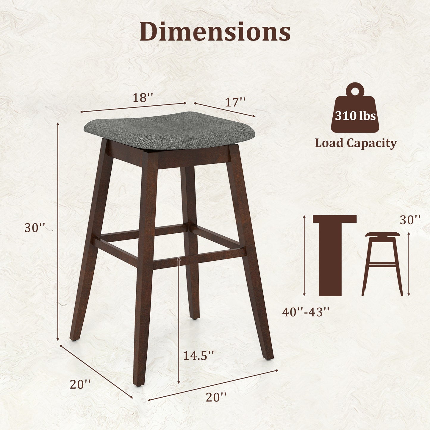 Barkrukken – Barkruk – Barstoel – Keukenkruk – Draaibare Kruk – Set van 2 – Ergonomisch Comfort – Rubberhouten Poten