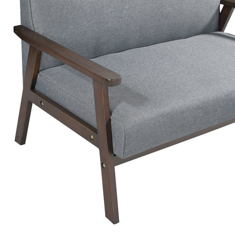 Bankstel – 2-Zitsbank – Zitbank – Bankje – Sofa – Grijs – Houten Frame – 121x69x75 cm – Comfortabel & Stevig