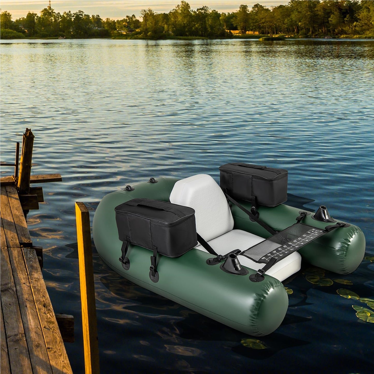 Opblaasbare Vissersboot – Rubberboot – Bellyboot – Visboot – Peddelboot – Met Verstelbare Rugleuning – Lichtgewicht 100 Kg Belastbaar – Afmeting 157x114x35 cm