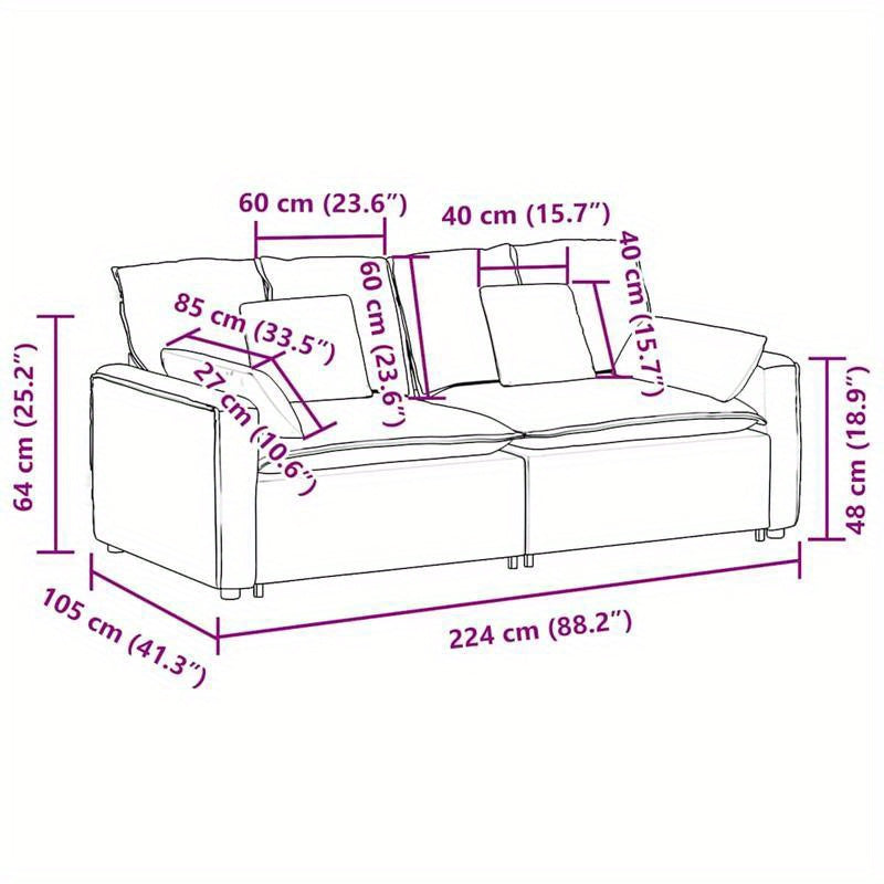 Modular Sofa with Cushions Cloud Grey