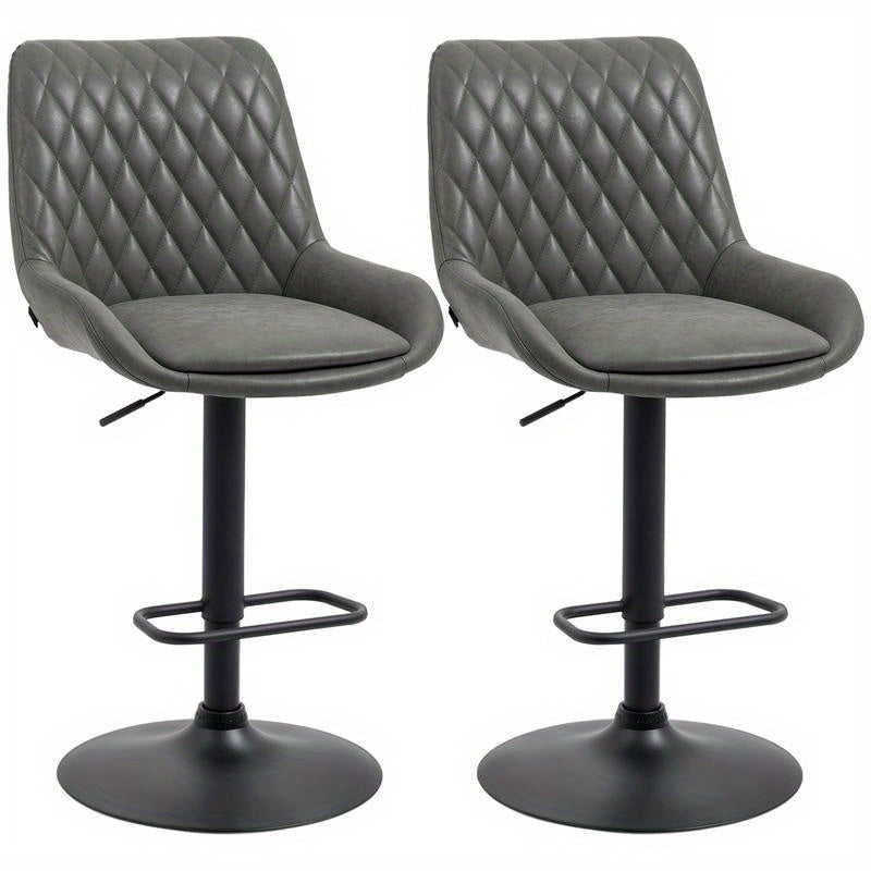 Barstoel Verstelbaar – Barkruk – Barstoelen – Keukenstoel – Hoge Stoel – Met Voetsteun – Donkergrijs Zwart – Hoogwaardig Hardhout Metaal – Comfortabel Ergonomisch