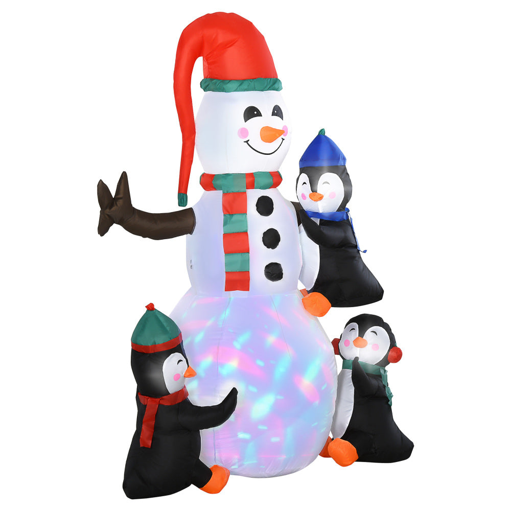 Opblaasbare Kerstfiguur Sneeuwpop en Pinguïns – Kerstversiering Tuindecoratie – Buiten Decoratie – Feestelijke Opblaasbare Figuren – Groot Formaat 140x70x180 cm – Weerbestendig & Vrijstaand