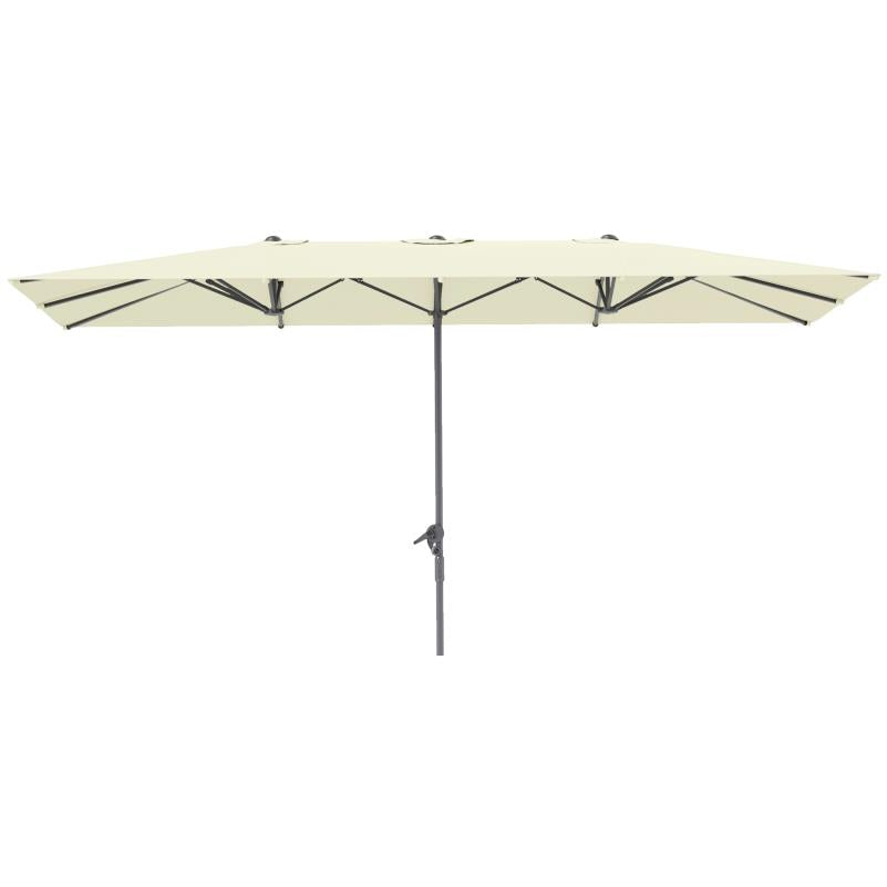 Parasol – Dubbele Parasol – Balkonparasol – Tuinparasol – Zonnescherm – UV50+ Bescherming – Windproof Aluminium Frame – Crank Mechanisme – 451x264 cm – Crèmekleurig