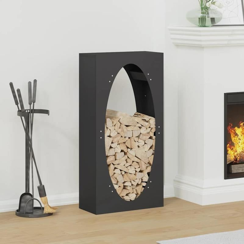 Firewood Rack – Houtopslagrek – Houtrek – Brandhout Organizer – Houtstandaard – Zwart Stalen Rek – Extra Groot 50x23x100 cm – Stevige Basis
