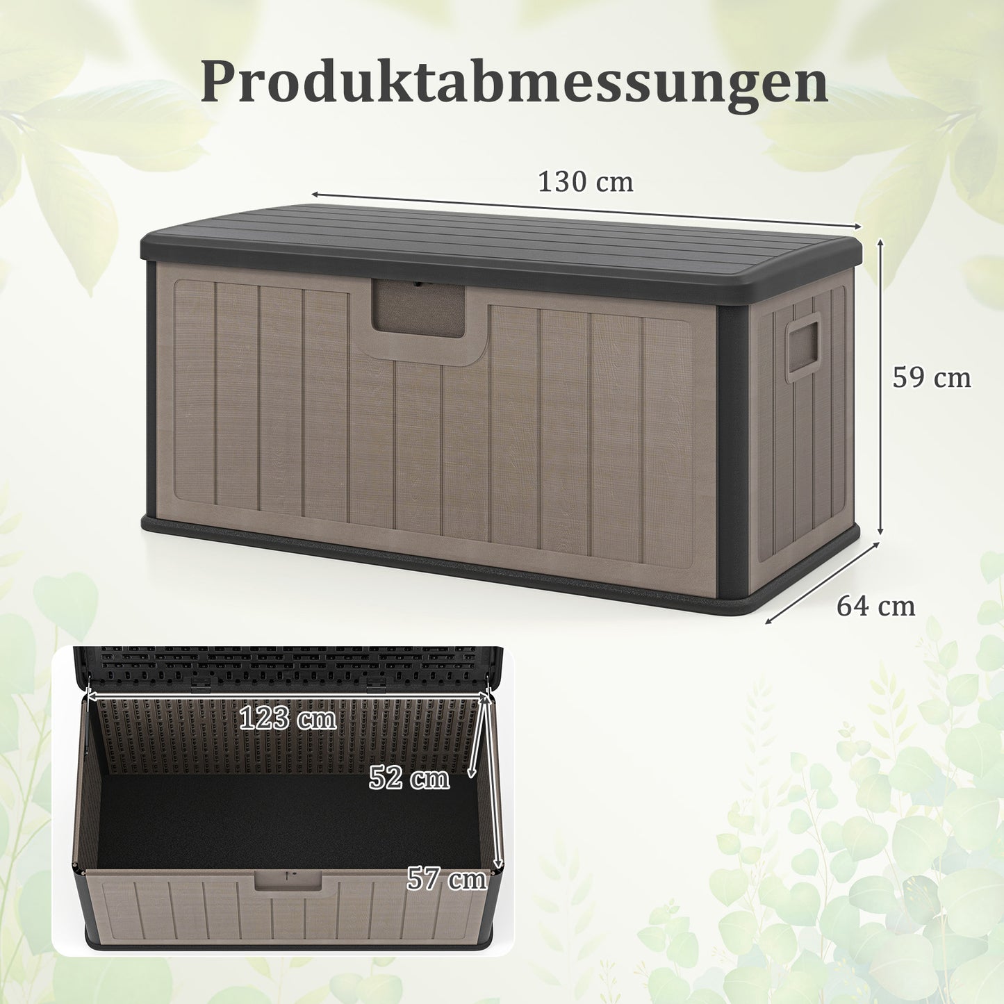 Opbergbox Buiten – Tuinkist – Tuinbox – Buitenopberger – Tuinopbergkist – 378 Liter Capaciteit – Zitbank Voor 2 Personen Bruin