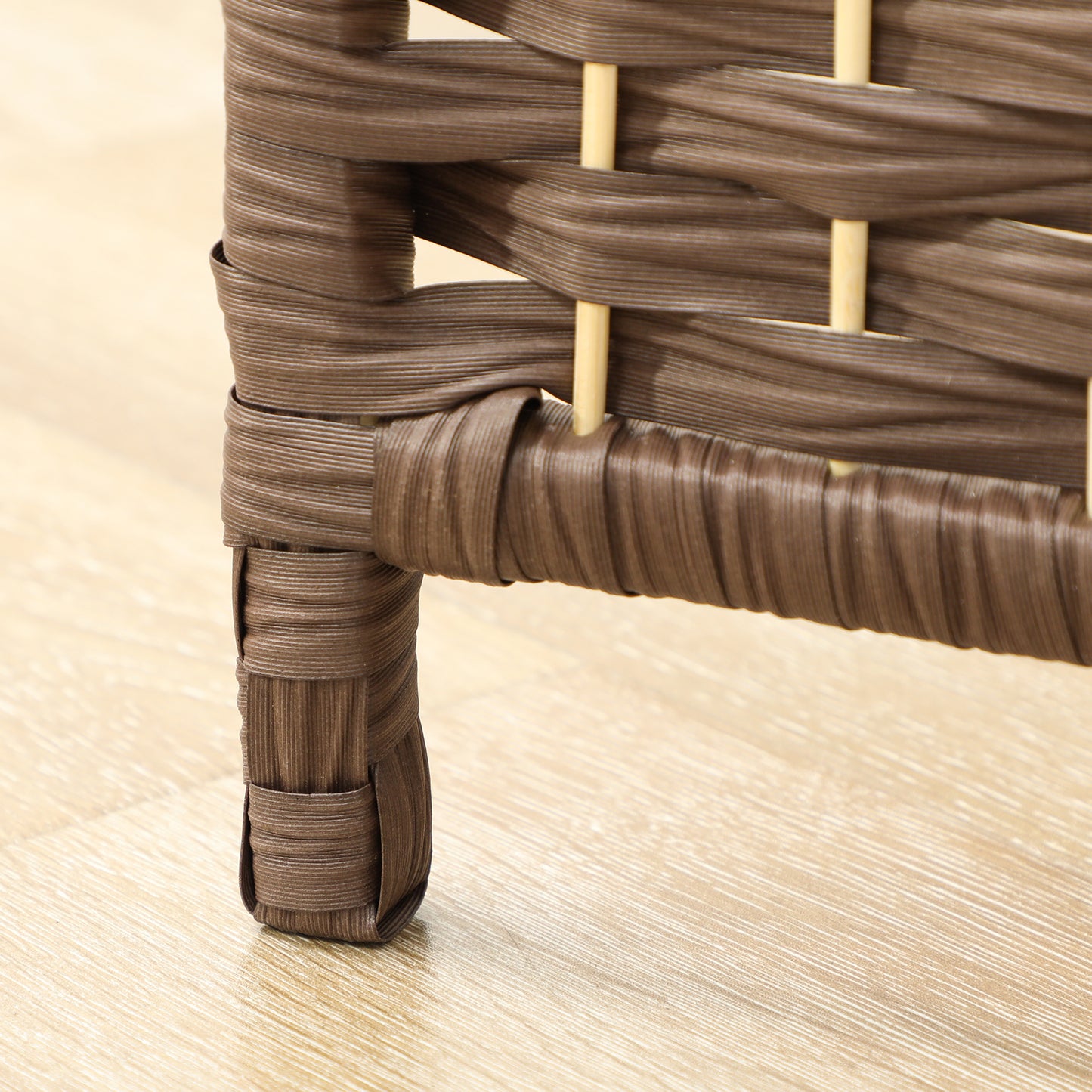 Roomdivider – Scheidingswand – Kamerscherm – Vouwscherm – Raumteiler – 3-delig Vouwbaar – Natuurlijk Dennenhout & Rotan Patroon – Bruin