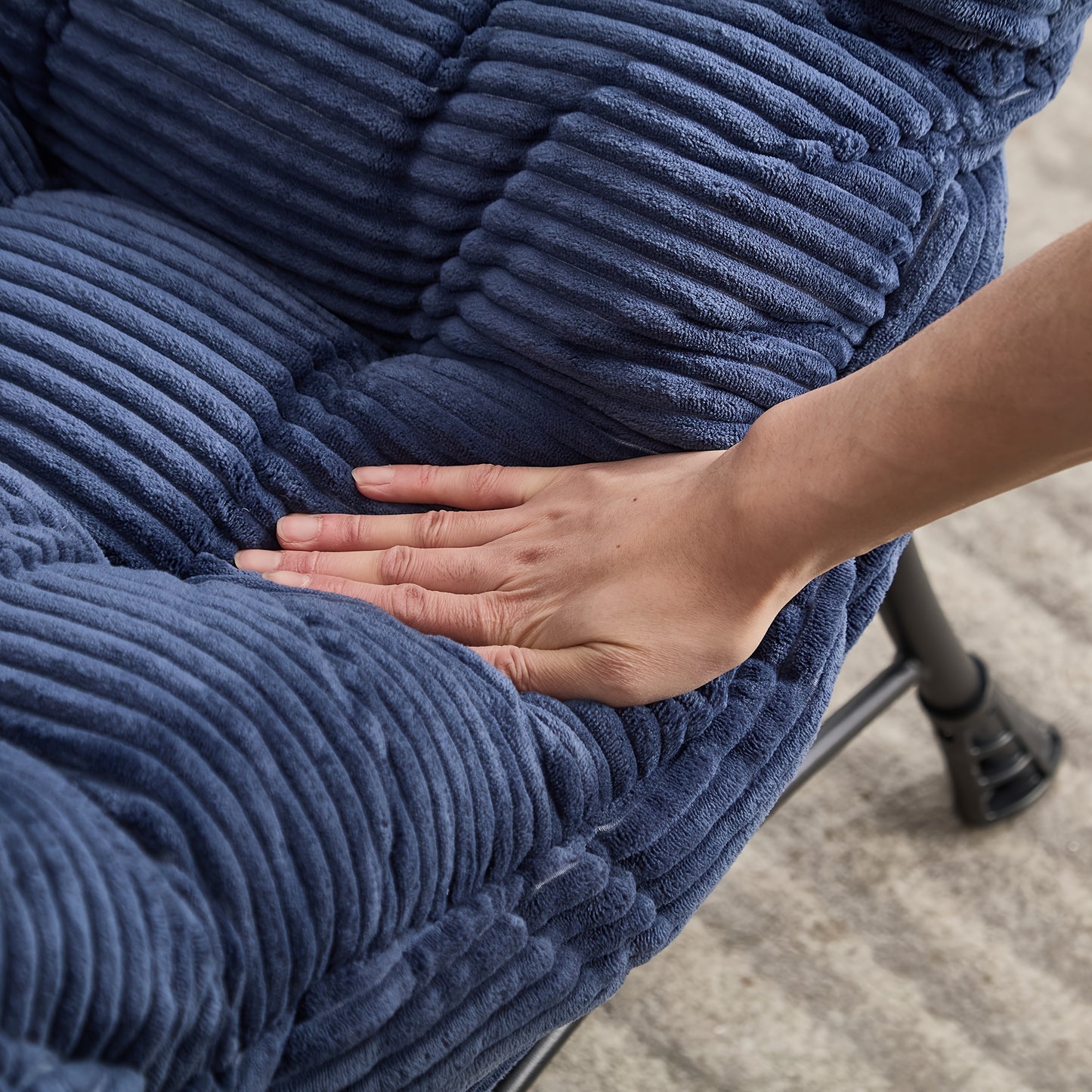 Lounge Chair – Relaxstoel – Fauteuil – Leunstoel – Hoekstoel – Navy Blauw – Met Voetenbank – Stevig Metalen Frame