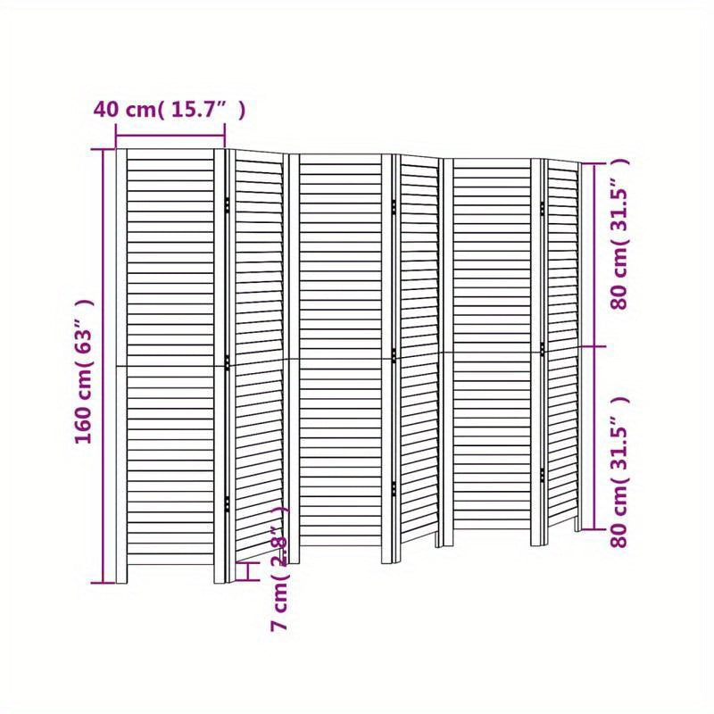 6-Panel Black Paulownia Wood Room Divider Screen - Sleek, Modern Design for Privacy in Offices, Bedrooms, Living Rooms