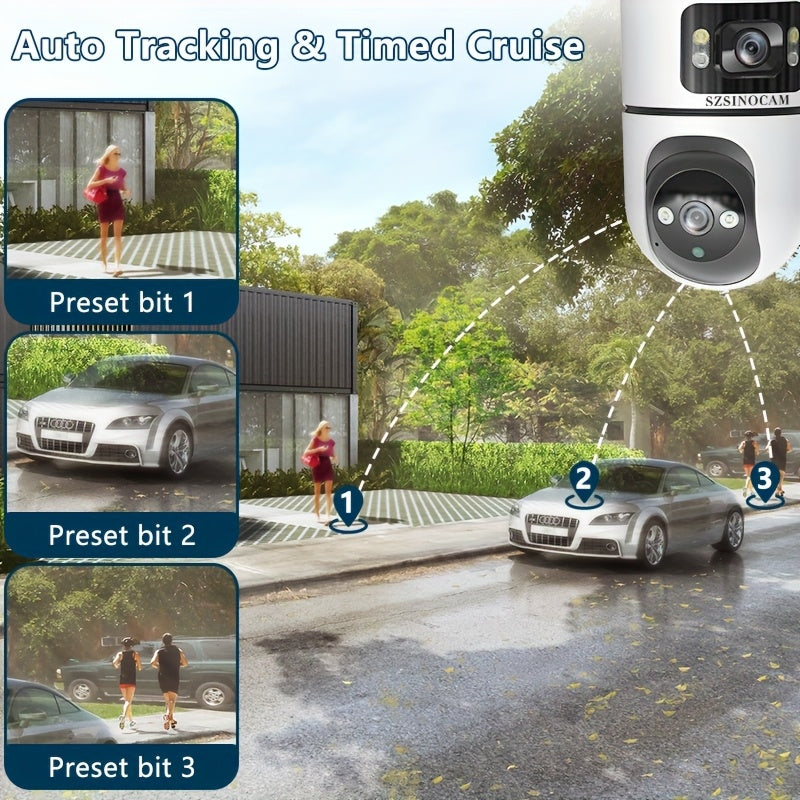 Bewakingscamera – Beveiligingscamera – IP Camera – Buitencamera – Huisbeveiliging – Draadloos met Dual Lens – Nachtzicht met Auto Tracking