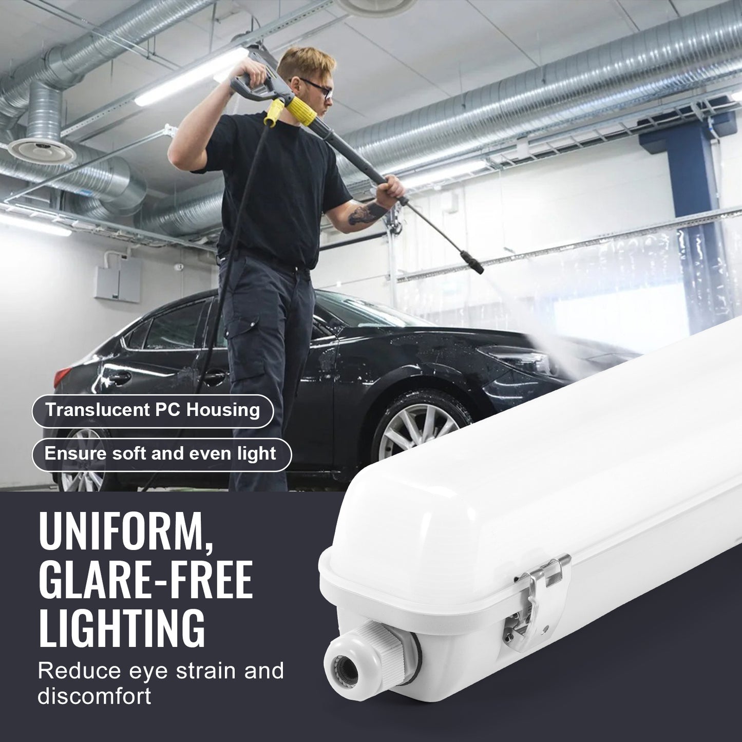 Led Armatuur – LED Plafondlamp – Werkplaatsverlichting – Vapor tight lamp – Industrieel armatuur – 60W – 7400LM – IP65 Water- en Stofdicht – 5000K Daglichtkleur