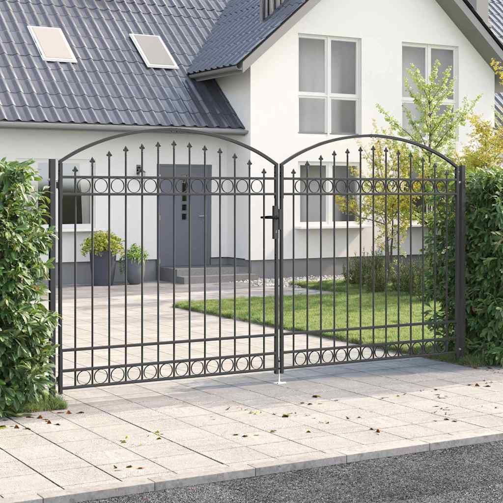 Metalen Poort – Buitendeur – Tuinpoort – Ingangspoort – Opritpoort – Matgrijs – Privacyborgend – Weerbestendig Design
