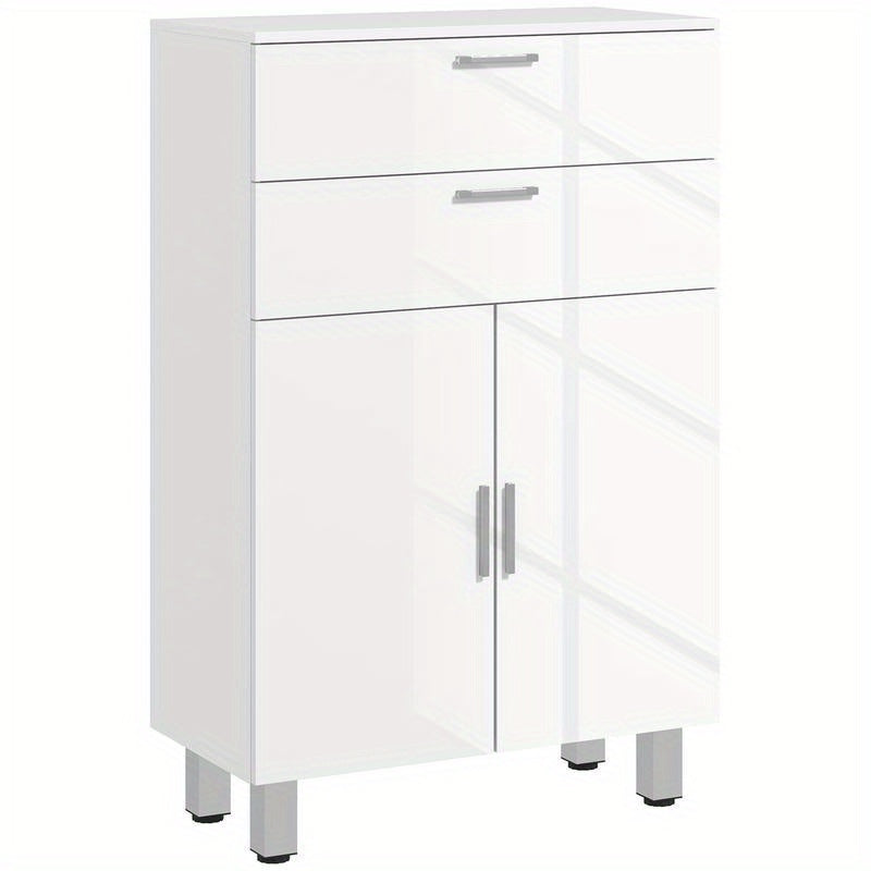 Badkamerkast – Badkamermeubel – Kolomkast – Wastafelonderkast – Opbergkast – 2 Lades – Verstelbare Plank – Hout Wit – Compact & Duurzaam
